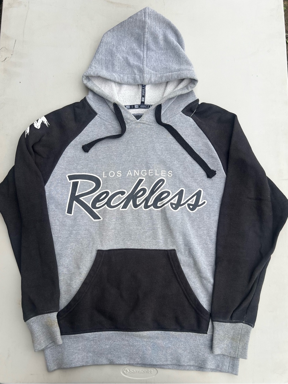 Young & Reckless Two-Tone Gray and Black Hooded Sweatshirt